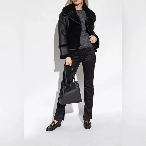 New Fendi Black Slip On Baguette Loafer with Gold Monogram Buckle SIZE 10.5 - Picture 6 of 14